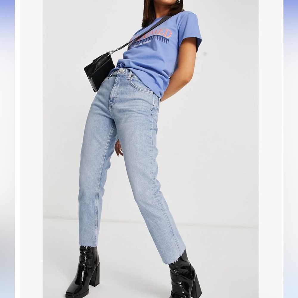 Topshop 25 Raw Hem Crop Straight Leg Jeans - Picture 2 of 8
